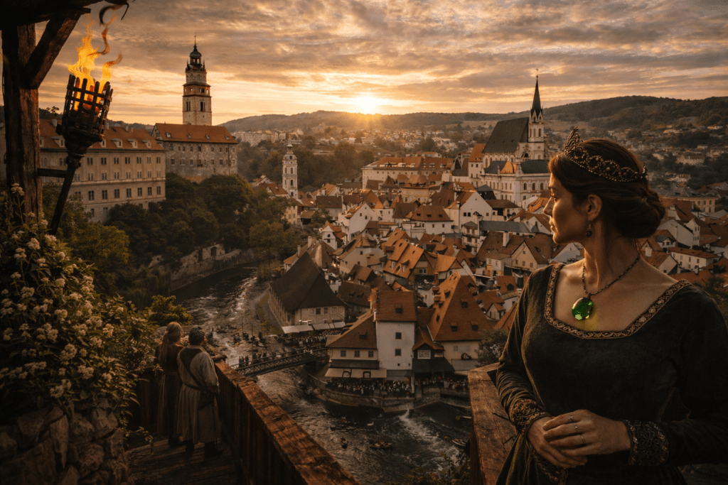 cesky krumlov, medieval town and moldavit stone